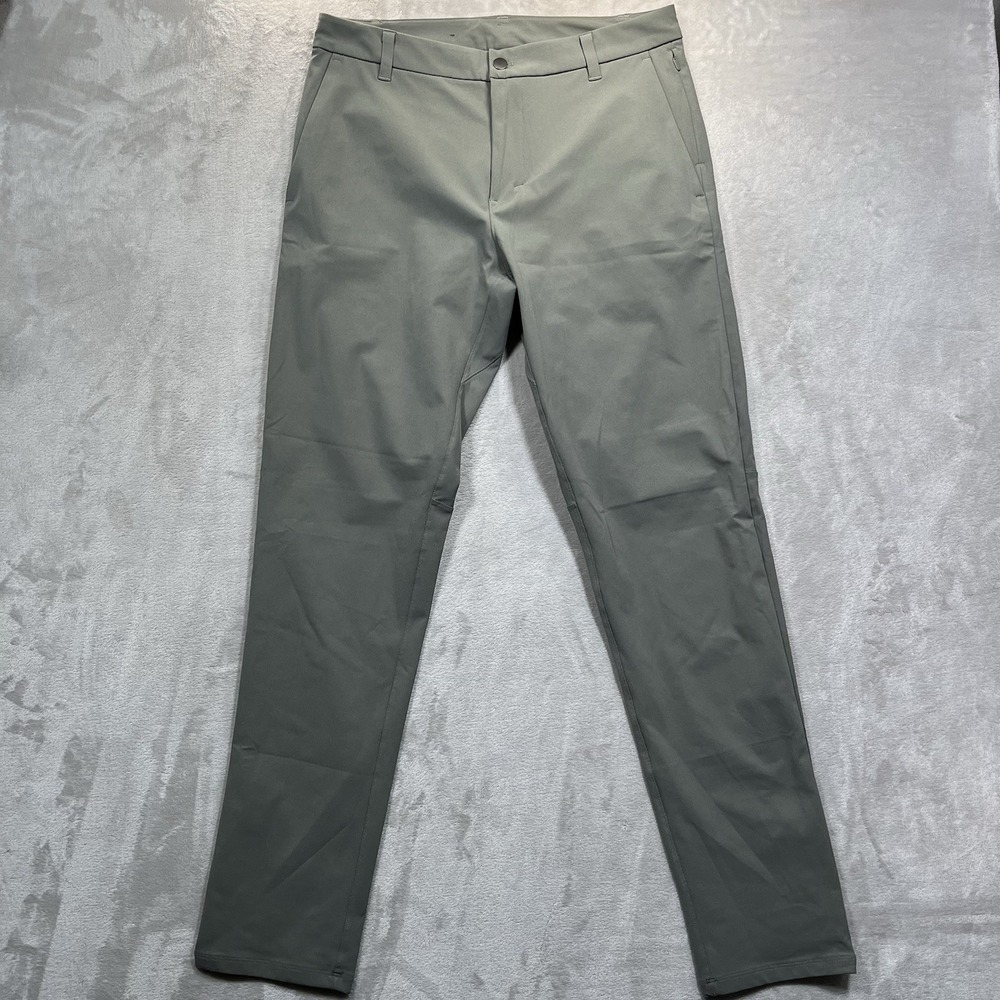 Lululemon Mens Green Flat Front Pockets Straight Leg Chino Pants Size 33